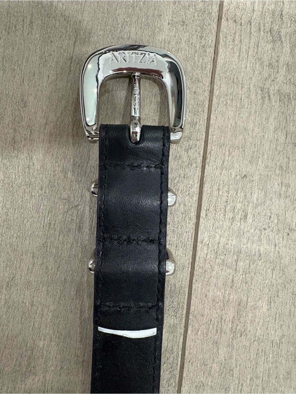 Aritzia legendary solid brass Black Leather Belt with Silver Buckle - Picture 5 of 8